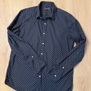Michael Kors men’s slim fit black Polka Dot Shirt size L cotton